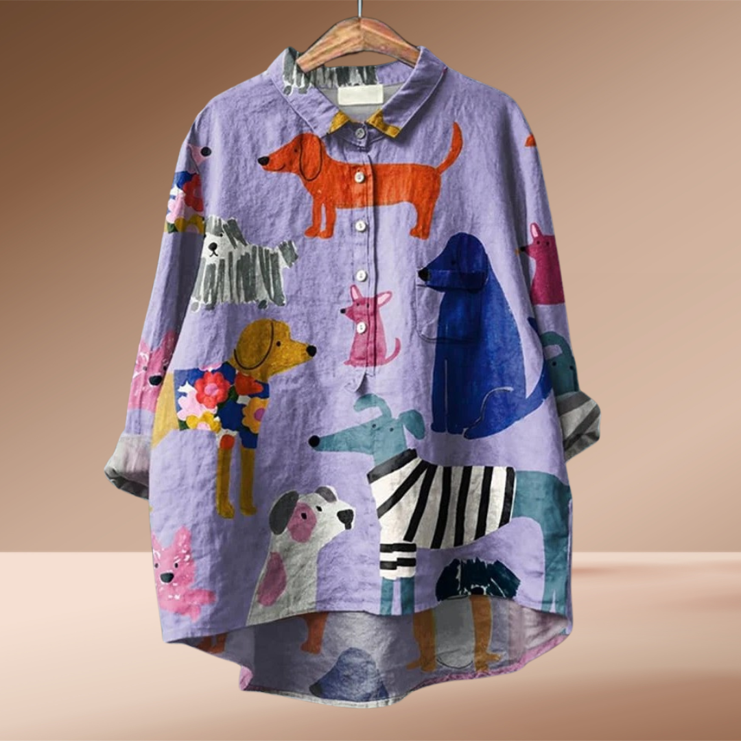 Laluna® | Exclusive Women's Blouse with Dog Print
