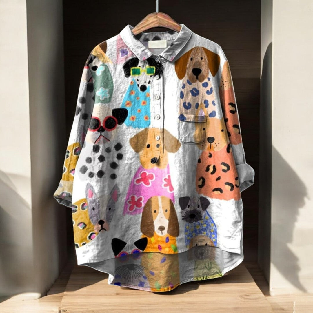 Laluna® | Exclusive Women's Blouse with Dog Print