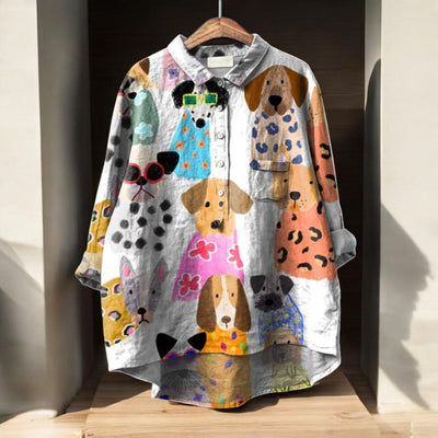 Laluna® | Exclusive Women's Blouse with Dog Print